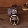 Men's first layer cowhide braided retro belt personality non-perforated copper buckle outdoor tactical trendy casual belt
