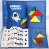 Wooden Jigsaw Magnetic Tangram 3D Puzzle Book Educational Toys For Children Montessori learning  Intelligence Games kids Gifts