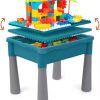 Double-Sided Kids Activity Table with Storage, 105pcs Marble Run Building Blocks, 5-in-1 Multi Activity Play Sand Water Eating T