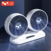 5/12/24V Automobile Vehicle Fan Dual Head Mini Cooling Fan 360 Rotatable 2 Speed USB for Car Truck SUV RV Cranes