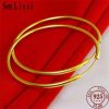 Senlissi -18k Gold Plated Hoop Earrings For Women 925 Sterling Silver 2.0mm Fashion Earring Gold Rings Rose Gold Cерьги Kольца