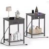 Juliet Nightstand, Rich Black Finish,Sleek, hidden notched hand pull for the drawer, Classically contemporary nightstand