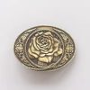 Antique Bronze Western Rose Flower Oval Belt Buckle Boucle de ceinture BUCKLE-3D059AB Free Shipping