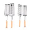 Portable Stainless Steel Barbecue Cages Grill Basket Camping Picnic Cookware Outdoor Round BBQ Campfire Grid Rolling Grill Baske