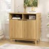 VASAGLE Buffet Cabinet, Sideboard with Open Compartment, Sliding Barn Door, 11.8"D x 27.6"W x 31.5"H