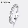 PERFANY 0.27CT Moissanite Ring for Women S925 Pure Silver Plated 18K White Gold Nine Stone Laboratory Diamond Wedding Jewelry