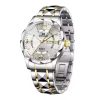 CREDRIO Men's Watches    Men's Rhinestone Luxury Luminous Waterproof Dual Calendar Week Quartz Movement Fashion Business Watch