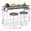 62" Home Bar Cabinet Unit with 6 Spacious Cube Storage, Bar Height Pub Table, Counter Height Coffee Drink Table