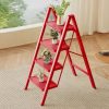 Foldable 4-Step Wooden Ladder Stool - Multi-Functional Home Step Ladders Storage Shelf, Sturdy Construction Indoor Use