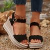 Footwear Wedges Heel Summer 2024 Roman Style Sandals for Woman Super-high Women's Shoes Wedge with Platform Waterproof Zip Black