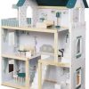 Kids Wooden Dollhouse, 17-Piece Accessories & Furniture are Included, with Balcony & Stairs, 3 Story Easy to Assemble Doll House