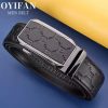 OYIFAN Genuine Leather Belt For Men, Fashion Automatic Buckle Belt Men, High Quality Casual Business Black Brown Printed Belt