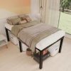 King Upholstered LED Bed Frame with 2 Storage Drawers, Velvet Platform Bed with Wingback Headboard, Solid Wooden Slats Support