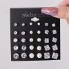 30PCS of Retro Pearl Geometric Six Claw Crystal Zircon Earrings Set, Suitable for Daily Wear for Both Men and Women