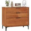 Rattan Dresser for Bedroom, 6 Drawer Wide Dresser, Boho&Farmhouse Chest of Drawers, 43" Clothes Storage Cabinet, Metal Handle
