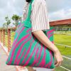 Crochet 2-IN-1 Shoulder Bag Set For Women Raffia Boho Rattan Summer Beach Vacation Tote Bags Knitted Design Handbags Female 2025