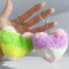 Creative for Woman Small Accessory Keyring Plush Rainbow Color Love Heart Keychain Cute Backpack Hangings Key Chain Ring Gift