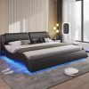 Queen Bed Frame with Adjustable Headboard, Linen Upholstered Platform Bed Frame with Wood Slats Support, Mattress Foundation