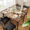 Dining Room Furniture 6pc Dining Set Table w Leaf And 4x Side Chairs 1x Bench Gray Fabric Cushion Seat White Clean Lines Wooden