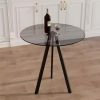L-Shaped Home Bar Unit with LED Light and Wine Glasses Holder, Modern Bar Table with Storage Shelves and Footrest, Kitchen