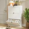 Shoe Cabinet for Entryway Slim,Shoe Storage Cabinet with 2 Flip Drawers,Narrow Shoe Rack Cabinet,Freestanding Shoe Cabinet