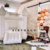 Toddlers Party 9x7x6ft Inflatable White Bounce House With Slide Customization Oxford Bouncy Castle To Door Include Blower