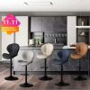 Bar Stool 2Pcs Set Backrest Footstool Dining Chair Solid Wood Rotating Bar Stools Pu Leather Soft Cushion Dinng Chair Home Furniture