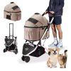 Pet Dog Stroller 4 Wheels Puppy Stroller Rotate with Brakes Storage for Dogs Cats Travel Pet Suplies Outdoor 애완견 유모차
