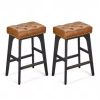 Kiztir 360° Velvet Swivel Bar Stools Set of 4, Adjustable Counter Height Bar Chairs with Woven Back & Footrest, Luxury Gold Bar
