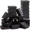 32Pcs-7x7x2.5cm Black Kraft Jewelry Gift Box Cardboard Ring Necklace Earring Packaging Organizer Boxes Case With Sponge Inside