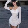 FSLE Commute Stylish Waist Draped Pleated Summer Dress for Women 2025 New Arrival Fitted Skirt Dresses 25FS12891