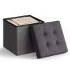 Vabches 50''L Ottoman Storage Bench Upholstered Leather Long Stool with Metal Legs Modern Storage Bench for Living Room Entryway