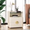 Black and Gold Nightstands Set of 2 Side Table Bedside Table 3 Drawer Dresser, Large Nightstand with Gold Metal Legs, Modern &