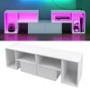TV Stand for 75 Inch TV, Farmhouse Entertainment Center with 2 Drawers & Storage Cabinets, Industrial Media Console Table with S