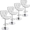 Set of 4 Bar Stools Adjustable Counter Height Swivel Chairs Square PU Leather