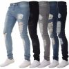 New In Women Fashion Mid Waist Ripped Hole Jeans Casual High Street Denim Pants Sexy Frayed Slim Fit Pencil Pants for Women