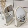 Trifold Shaving Mirror with Height Adjustable Telescoping Hooks for Self Hair Cutting Makeup Essential Fordable Portable White