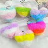 Creative Plush Rainbow Color Love Heart Keychain Backpack Hangings Keyring Small Accessory for Woman Key Chain Ring Gift