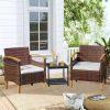 4 PCS Patio Furniture Set with Washable Cushions and Tempered Glass Coffee Table Black