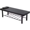 Farmhouse King Size Bed Frame with 47" Headboard, Wood Bed Frame with Groove Sliding Barn Door Footboard