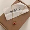 Red Heart Pendant Necklace Gold Color Stainless Steel Chain Necklace on The Neck Love Necklaces for Women Party Jewelry Gift