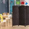 4 Panel Wood Folding Screen 66.9 Inches Carved Wooden Partition Portable for room Divider for Home Office Restaurant