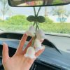 Lily Handmade Crochet Car Pendant Decoration  Bluebell Flower Rearview Mirror of The Car Hanging Keychain Accessories Woman Gift