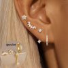 4PCS Stainless Steel Circle Huggie Hoop Earrings Set for Women Gold Color Unique Zircon Flower Stud Earring Piercing Jewelry