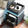 Rattan Nightstands Set of 2, Farmhouse Night Stands with Drawer Bedside Table - Boho End Table Side Table Accent Table