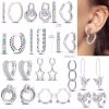 Hoop Earrings 925 Silver Sparkling Pave U Shape Butterfly Heart Fashion Earring Jewelry Gift For Women Girl PartyEngagement