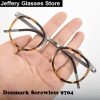 Denmark Ultralight Glasses Frame Men Women Fashion Retro Round Screwless Eyeglasses Titanium Acetate Oculos Classic Design 9704