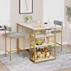 Glass Dining Table Set for 2 Kitchen Table and Chairs for 2 with Padded Seats 3 Piece Dining Room Table Set for Home Kitchen