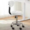 26.5" Round Stools (Set of 2) - Low Back Design w/Plush Upholstered Seat & Natural Wood Legs, Kitchen & Dining Seating