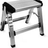 Step Ladder 6+7 Aluminum Herringbone A-Frame Telescoping Anti-Slip 330lbs Load Capacity, Step Ladders